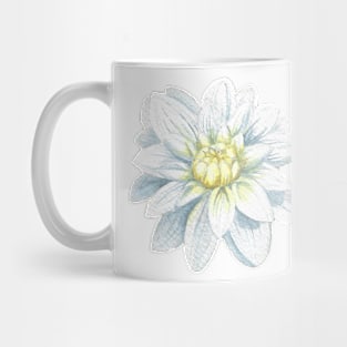 White and yellow dahlia flower watercolor painting Mug